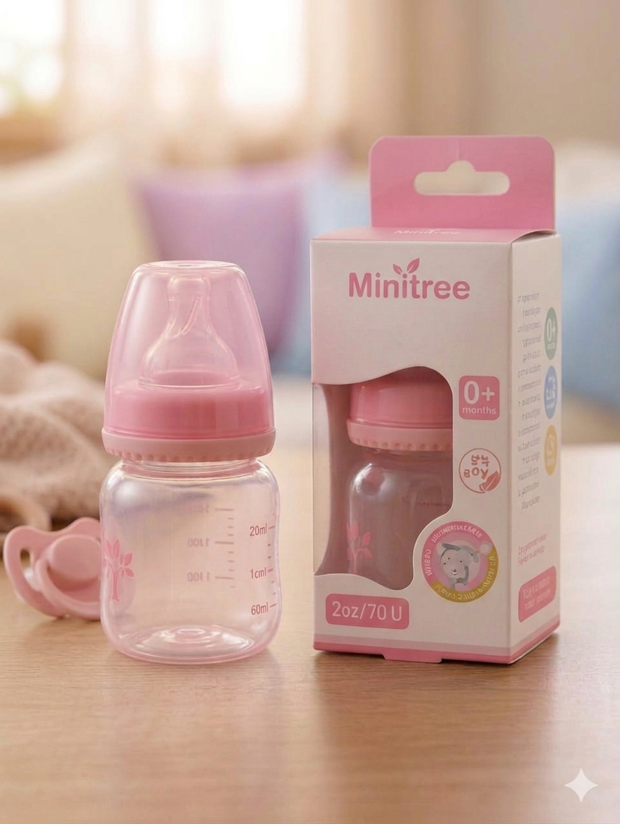 Baby Feeding Bottle 70ml – BPA Free Newborn Milk Bottle (Pink)