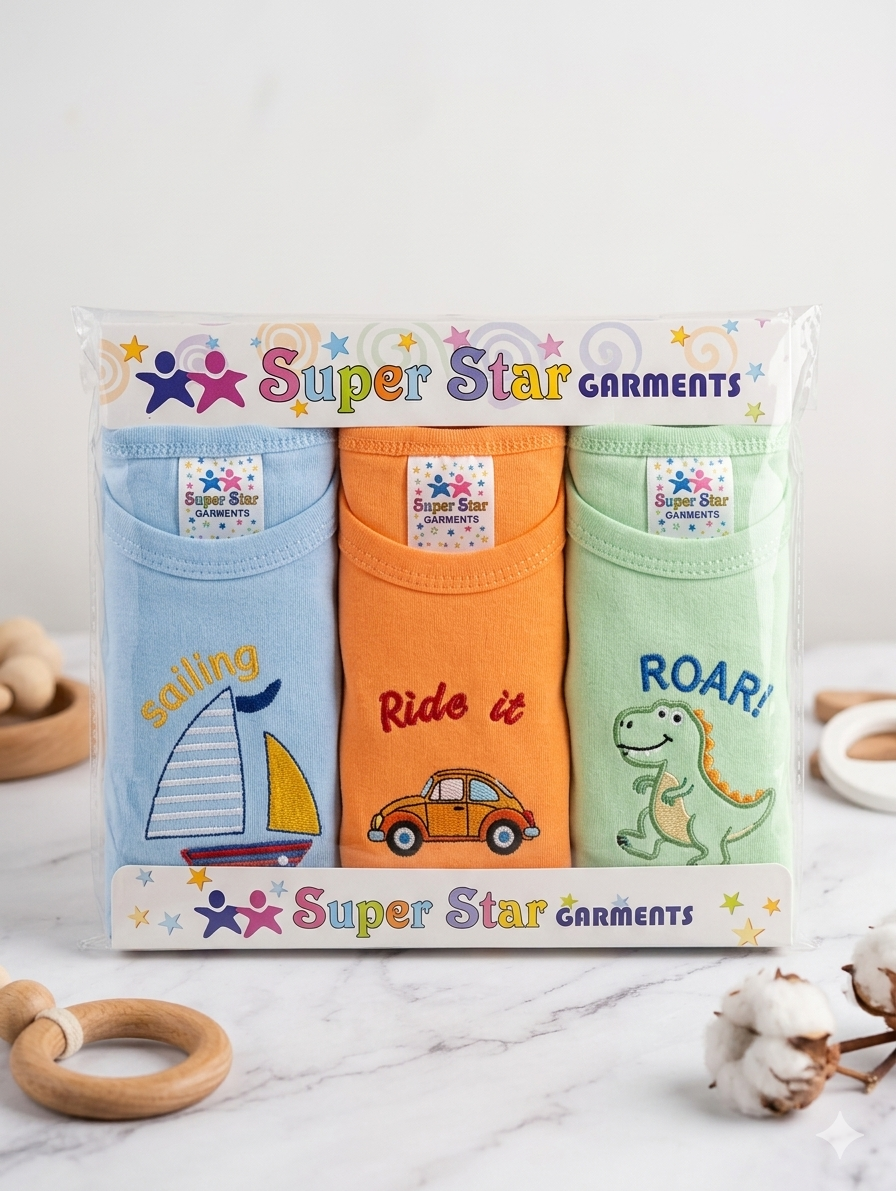 Super Star 3-Pack Premium Baby Rompers