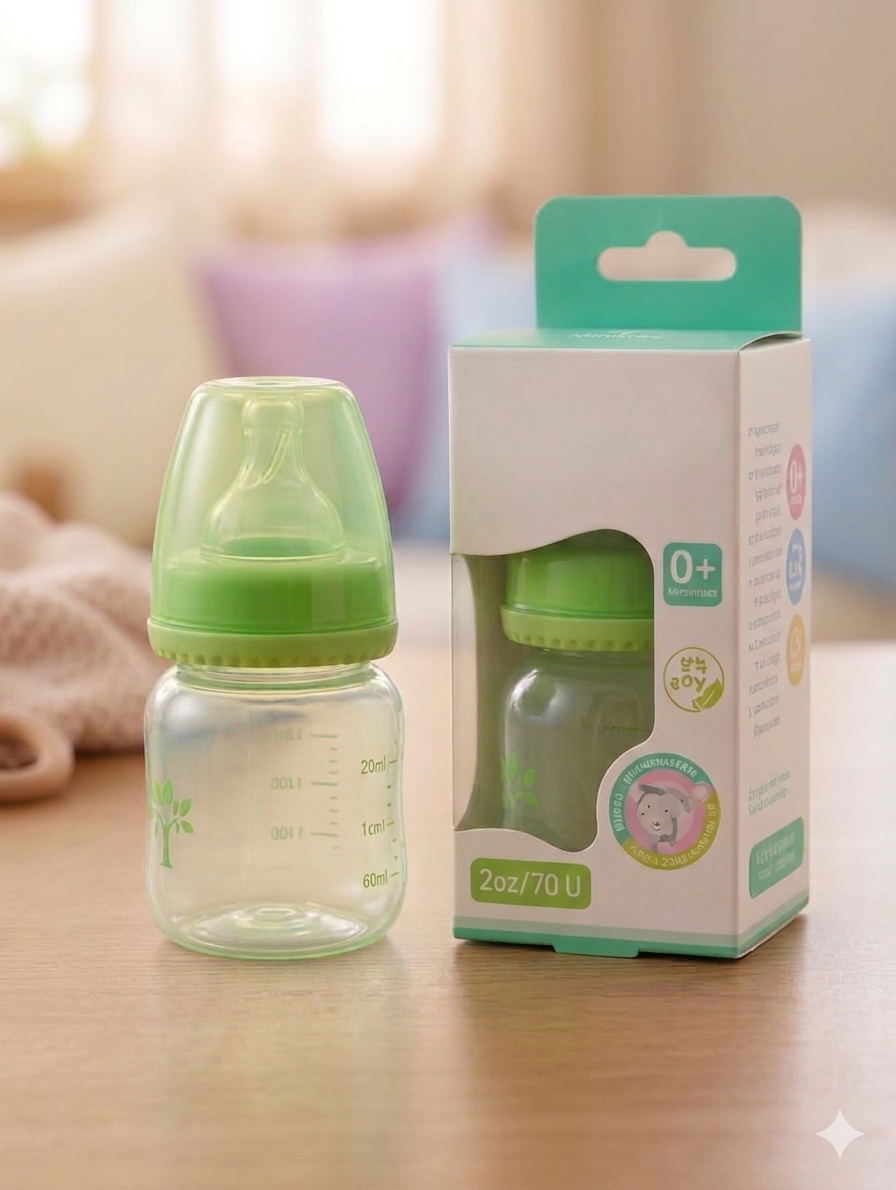 Baby Feeding Bottle 70ml – BPA Free Newborn Milk Bottle (Green)