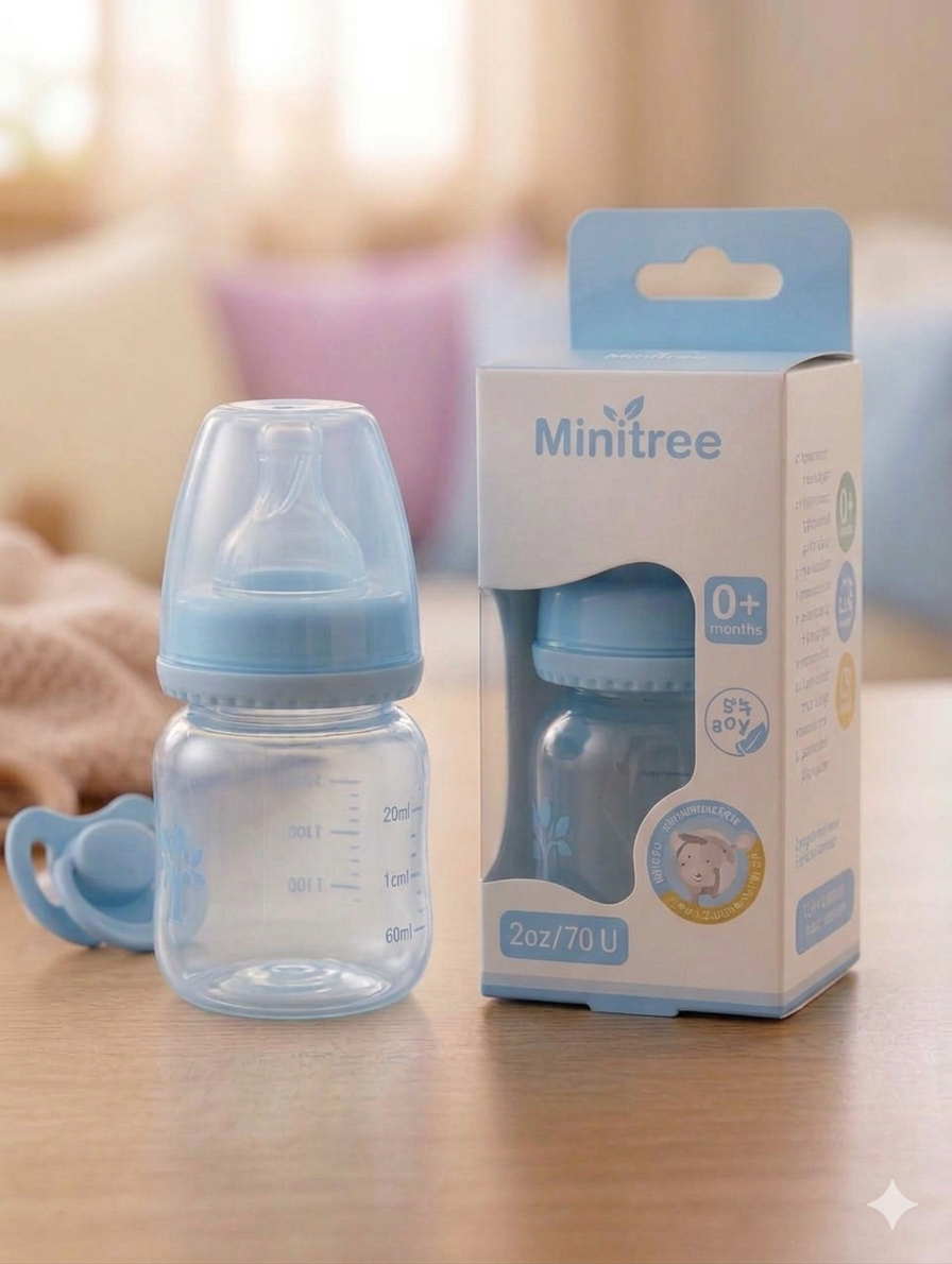 Baby Feeding Bottle 70ml – BPA Free Newborn Milk Bottle (Blue)